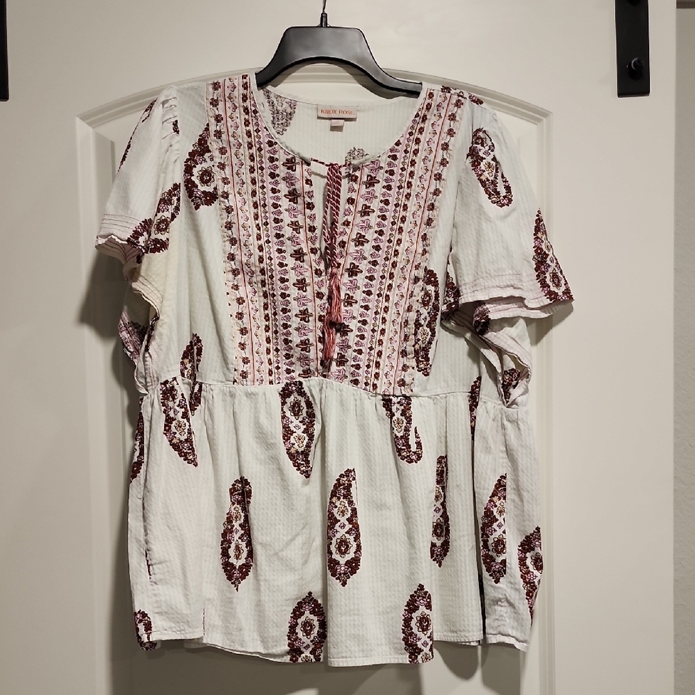 Knox Rose White and Red Embellished Blouse